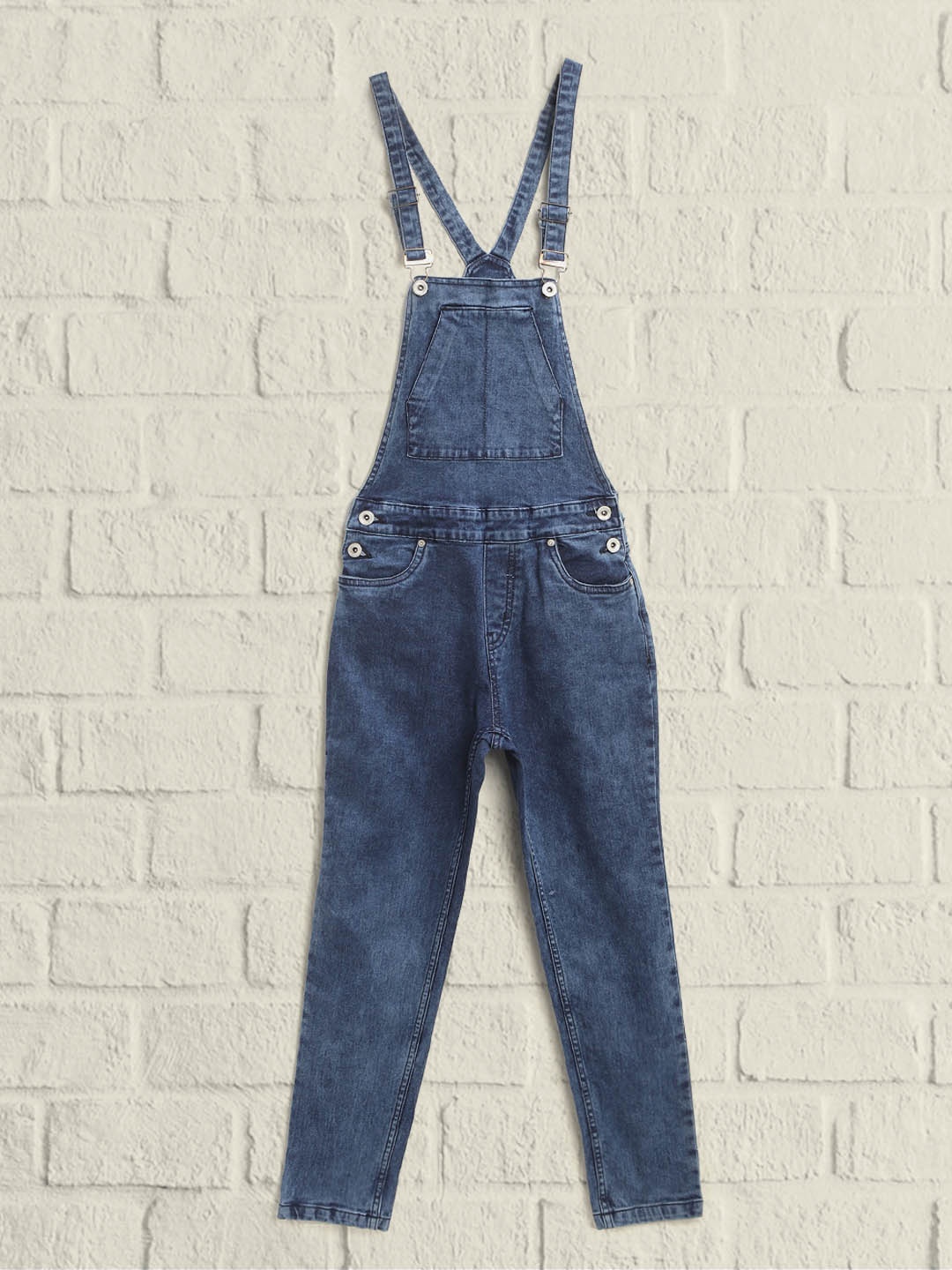

UTH by Roadster Girls Blue Solid Denim Dungarees