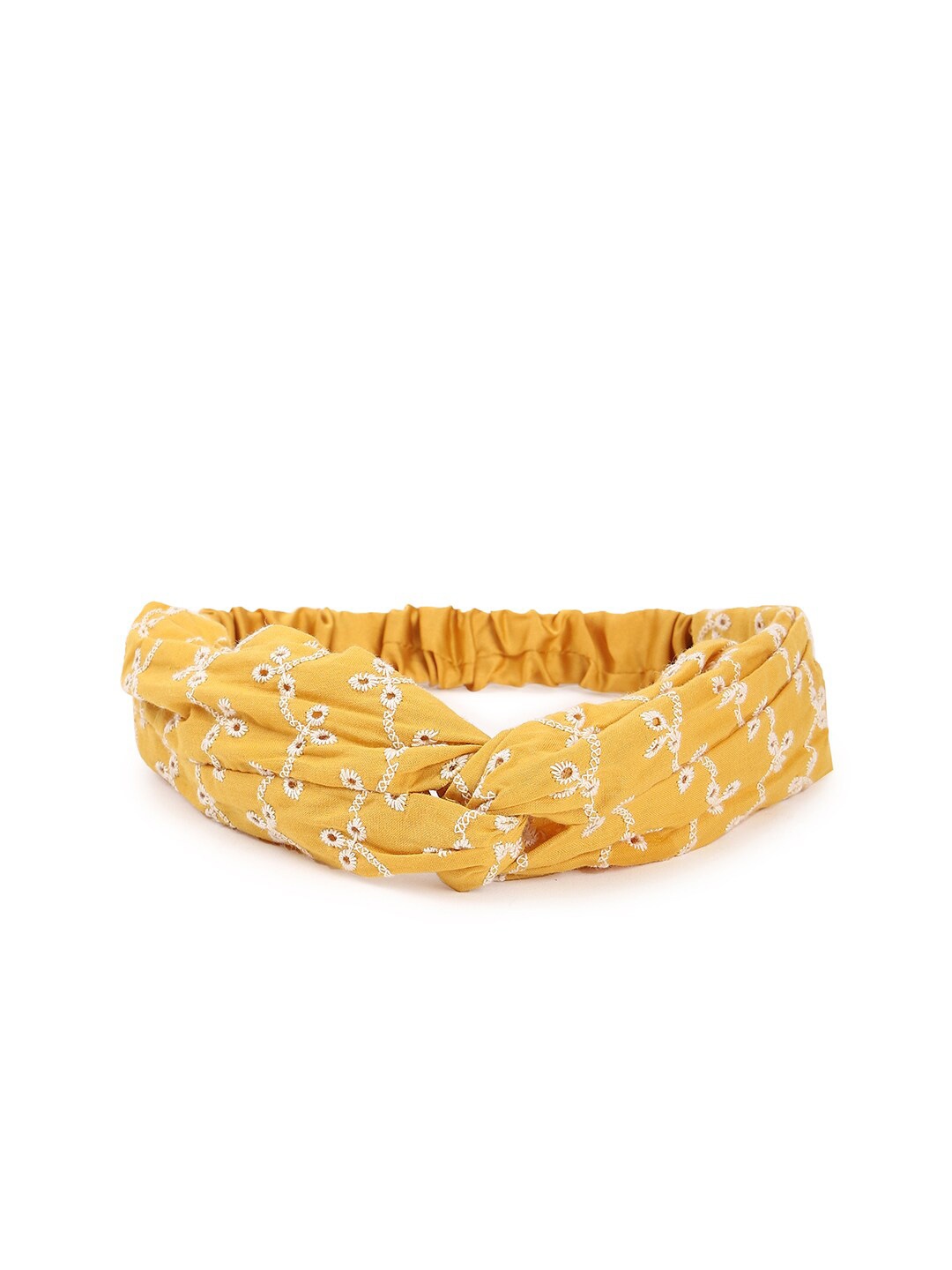 

FOREVER 21 Women Yellow & White Twisted Hairband