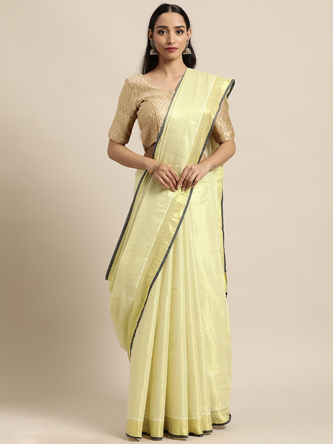 

Thara Saree Cream Pure Cotton Kasavu Sarees