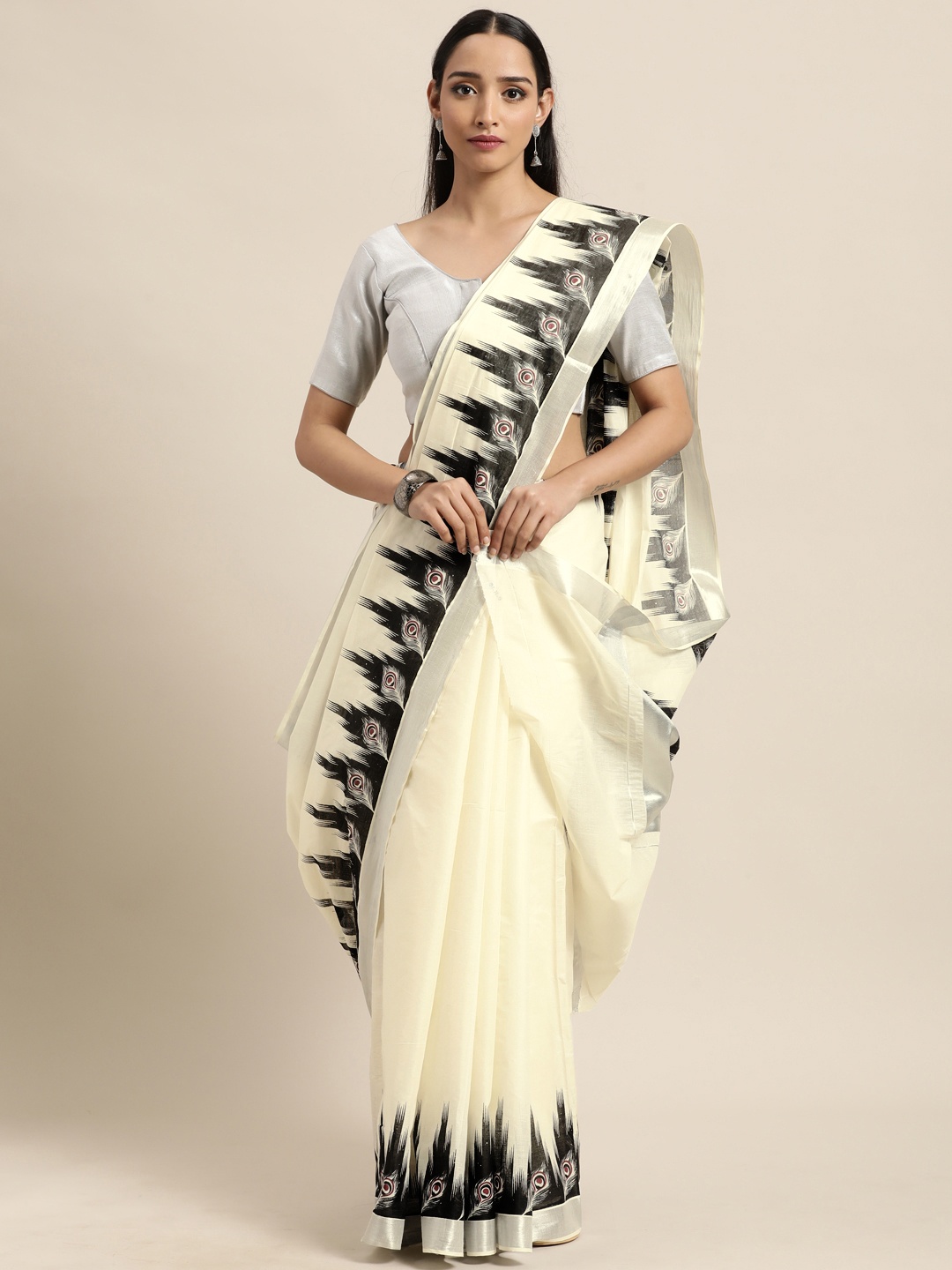 

Thara Saree Off White Pure Cotton Kasavu Sarees