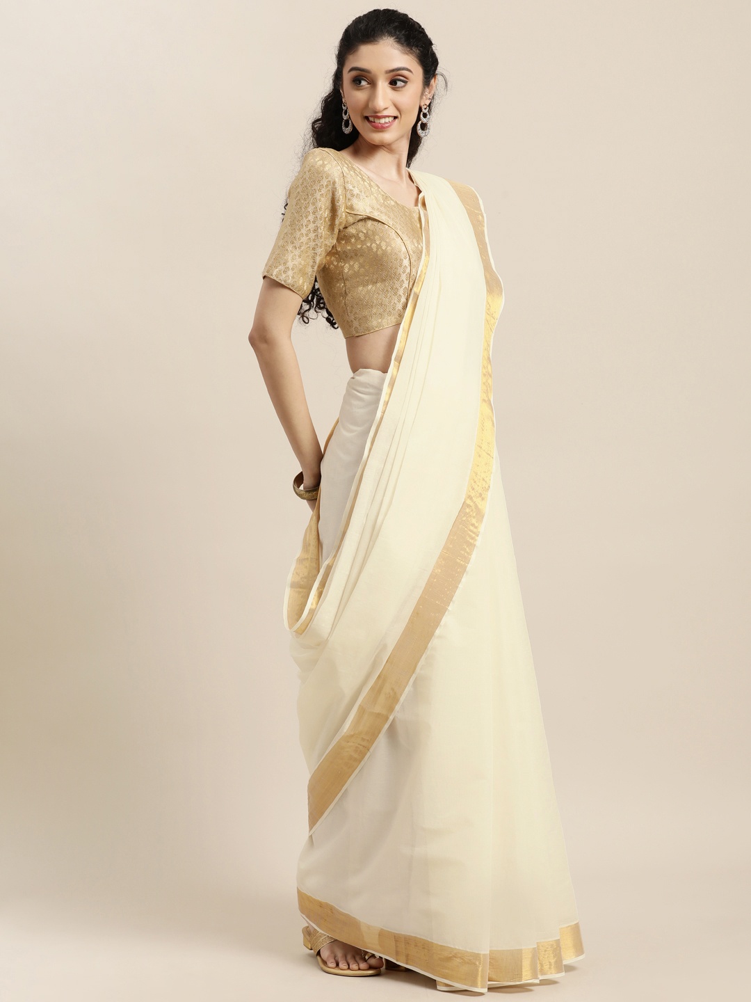 

Thara Saree Off White Zari Pure Cotton Kasavu Sarees