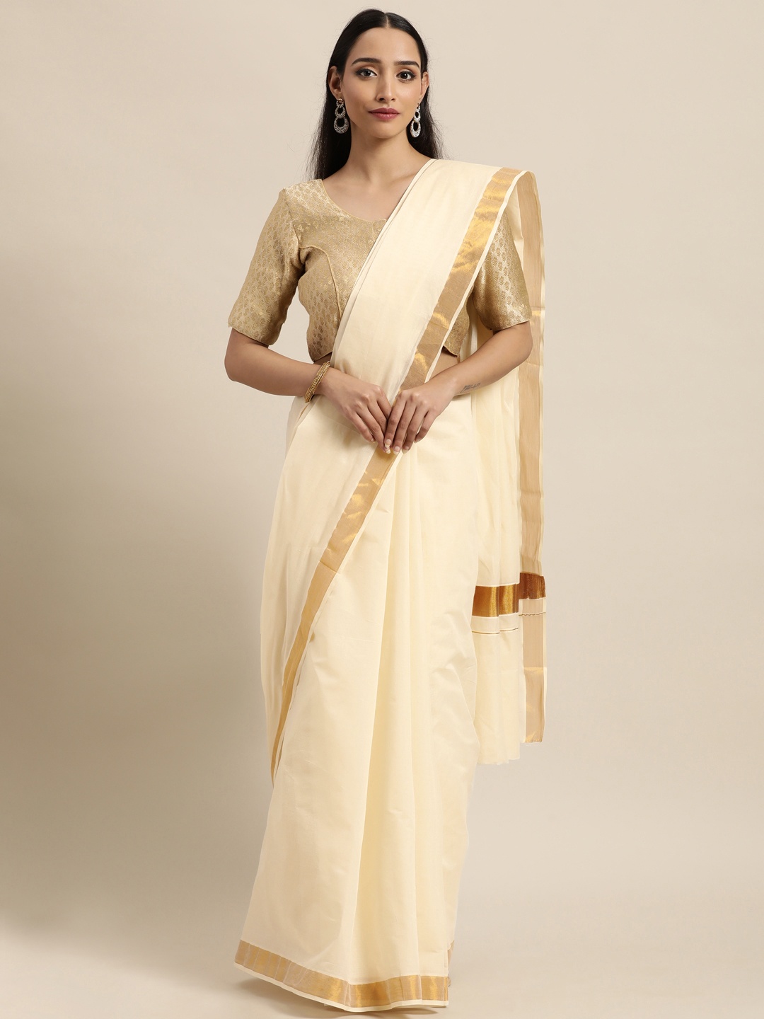 

Thara Saree Off White Pure Cotton Kasavu Sarees