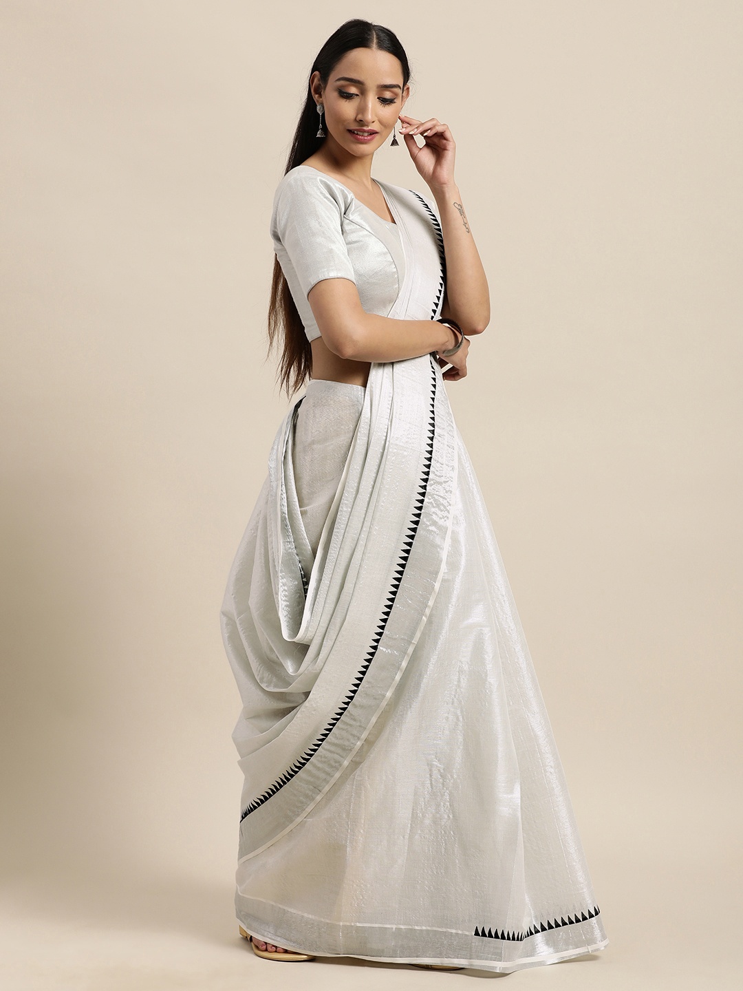 

Thara Saree Off White Pure Cotton Kasavu Sarees