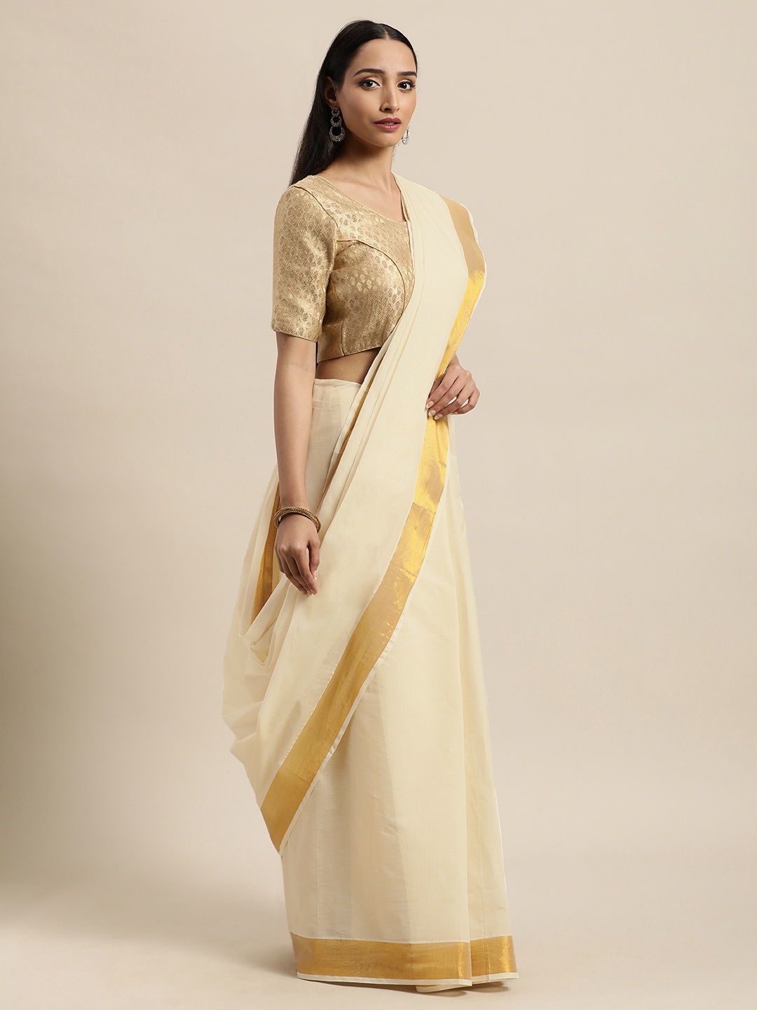 

Thara Saree Off White Pure Cotton Kasavu Sarees