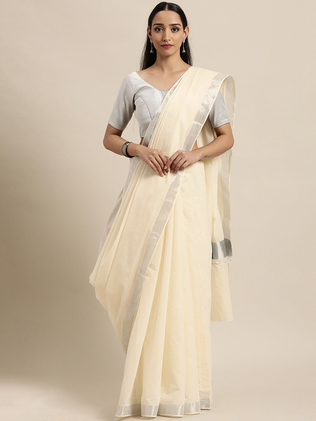 

Thara Saree Off White Pure Cotton Kasavu Sarees