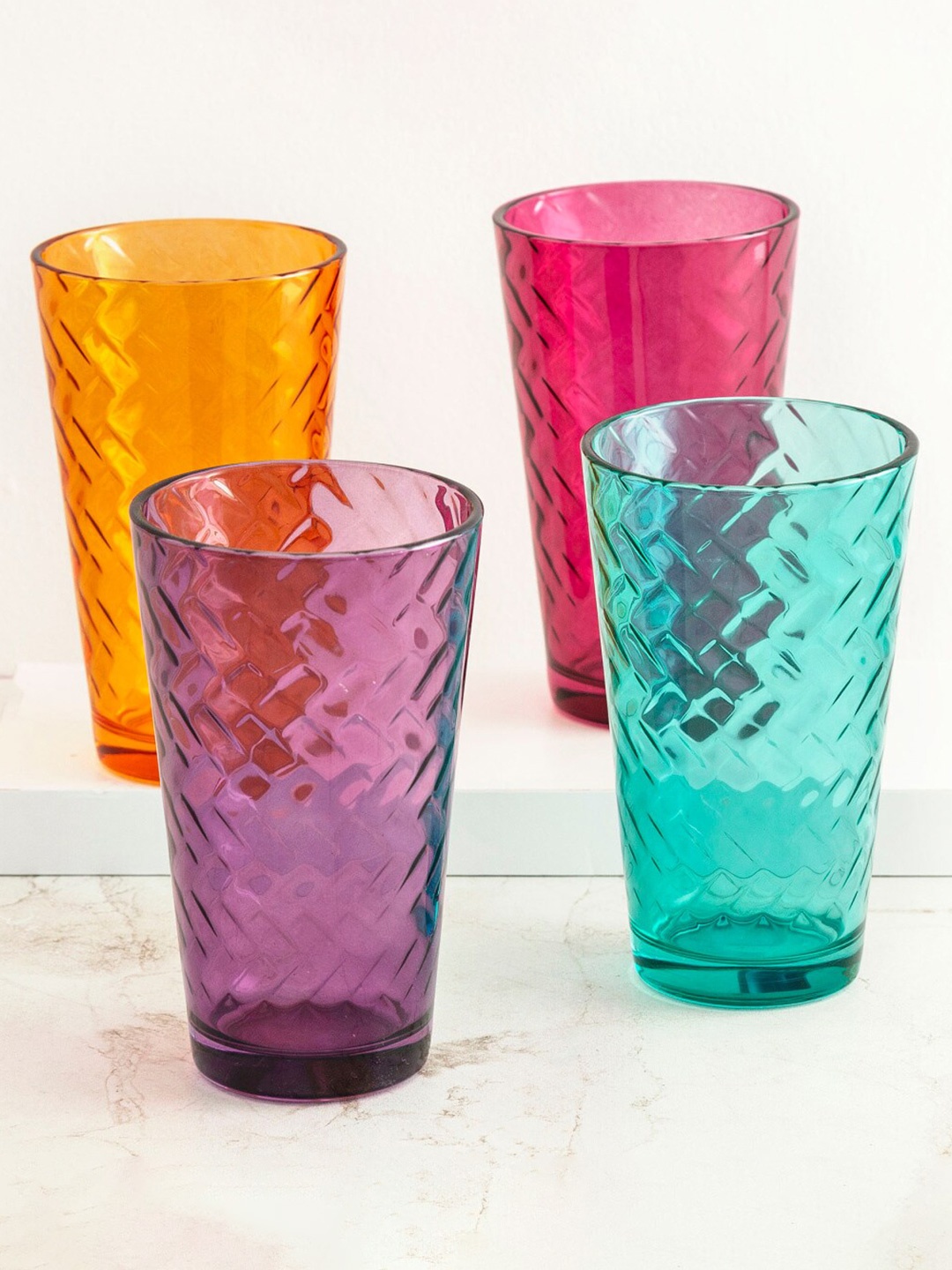 

Home Centre Set Of 4 Multicoloured Carley Round Cooler Glasses 465 ml, Multi
