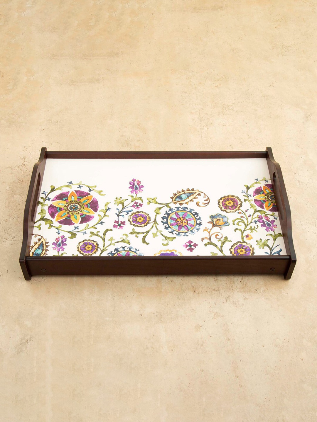 

Home Centre Brown & White Alora-Fiore Printed Breakfast Tray
