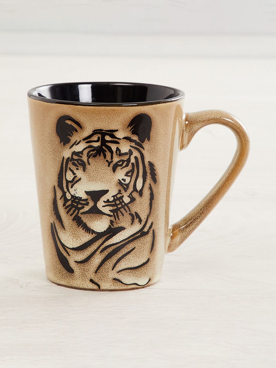 

Home Centre Brown Tiger Printed Stoneware Matte Cups 330 ml