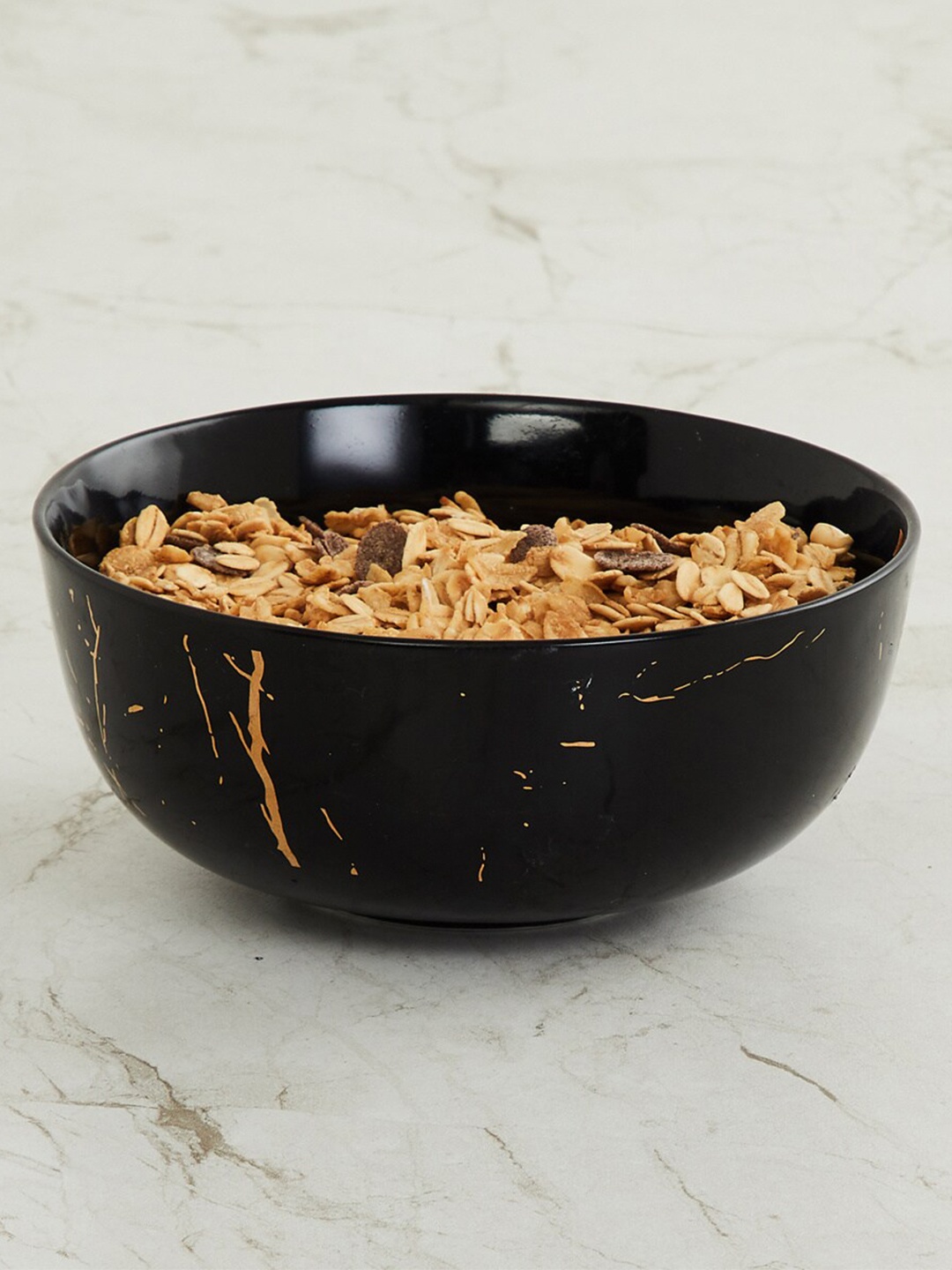 

Home Centre Black & Gold-Toned Printed Bone China Glossy Bowl