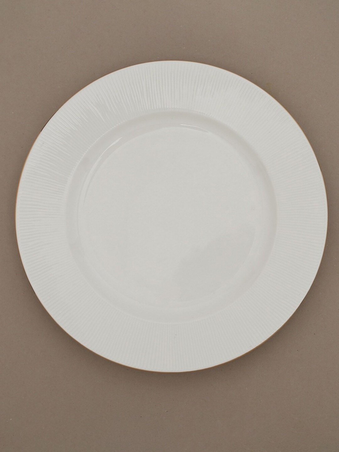 

Home Centre Cream-Coloured Textured Ceramic Dinner Plate