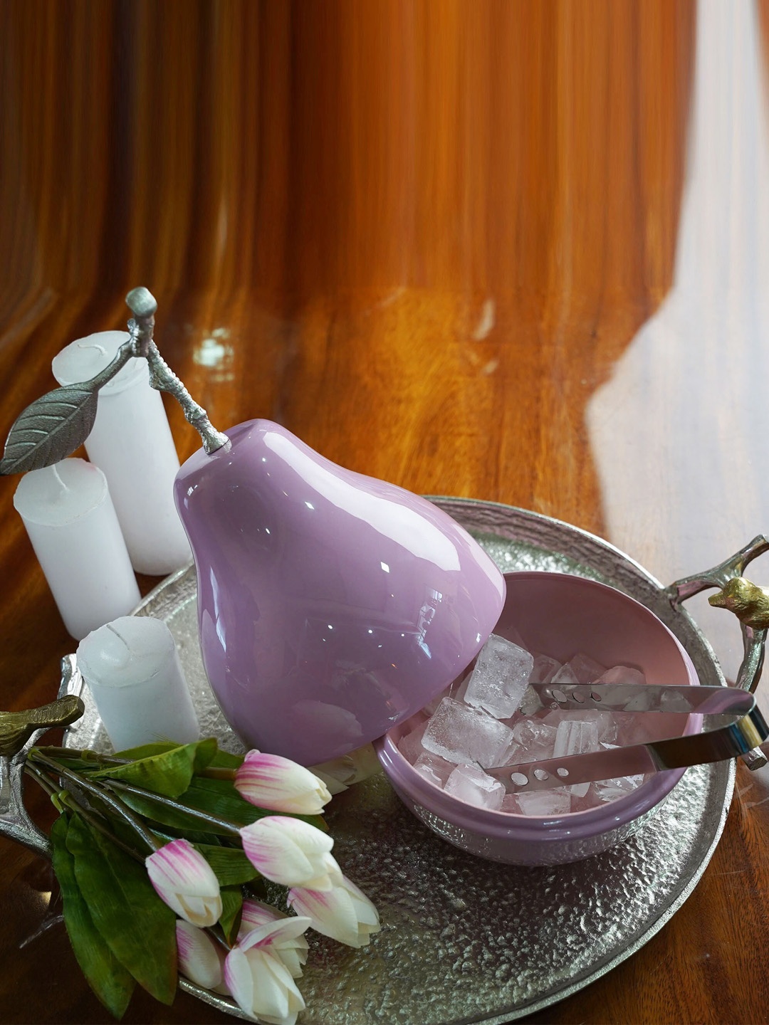 

Folkstorys Pink & Silver-Toned Solid Pear-Shaped Handmade Ice Bucket