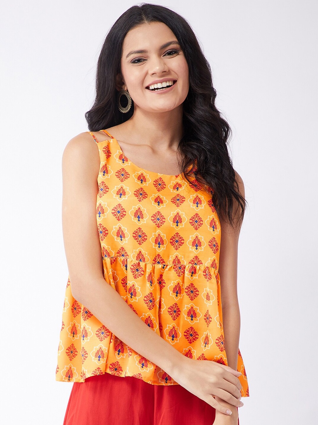 

Pannkh Multicoloured Geometric A-Line Top, Multi