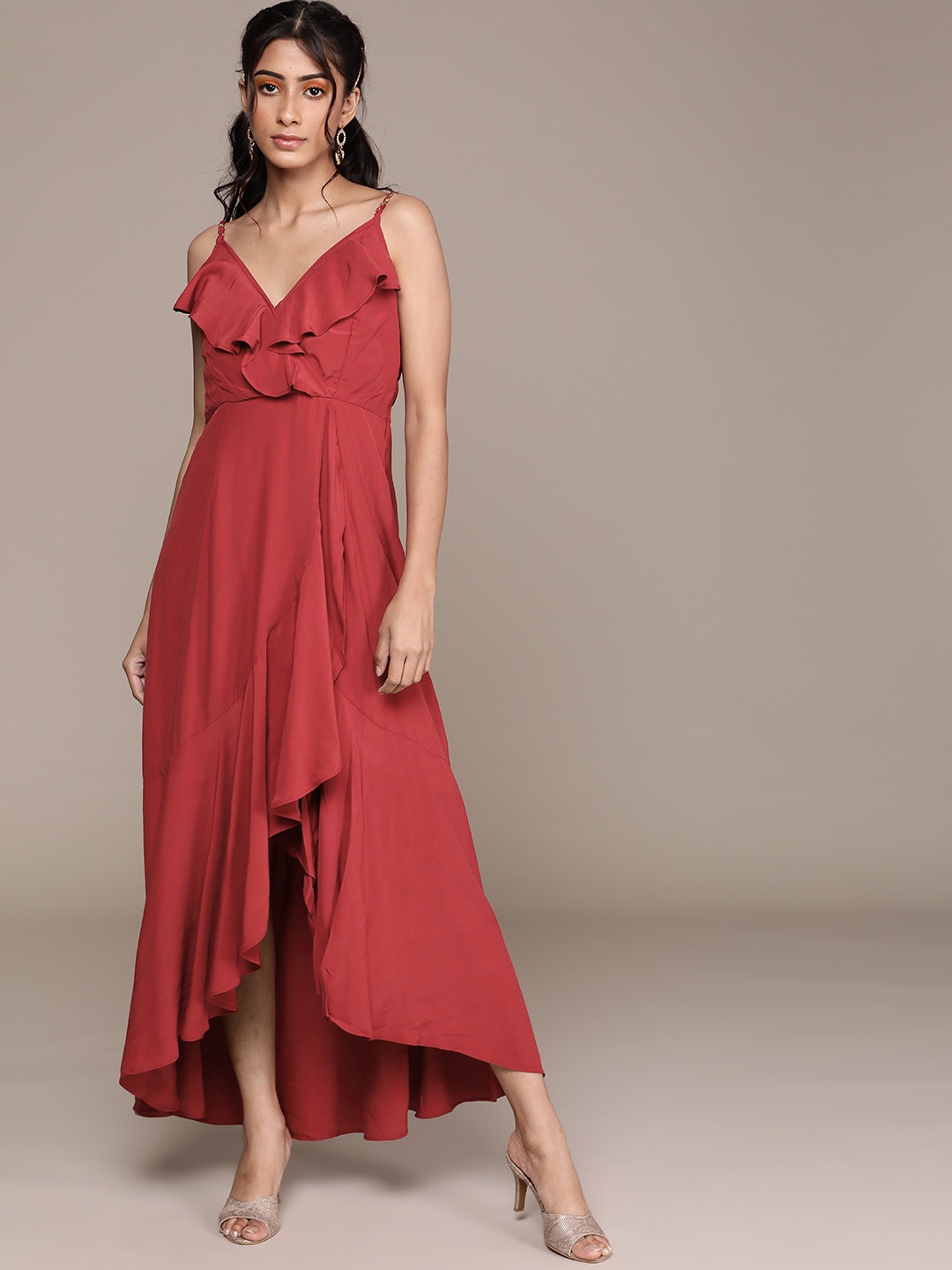 

Label Ritu Kumar Maroon Solid Maxi Dress