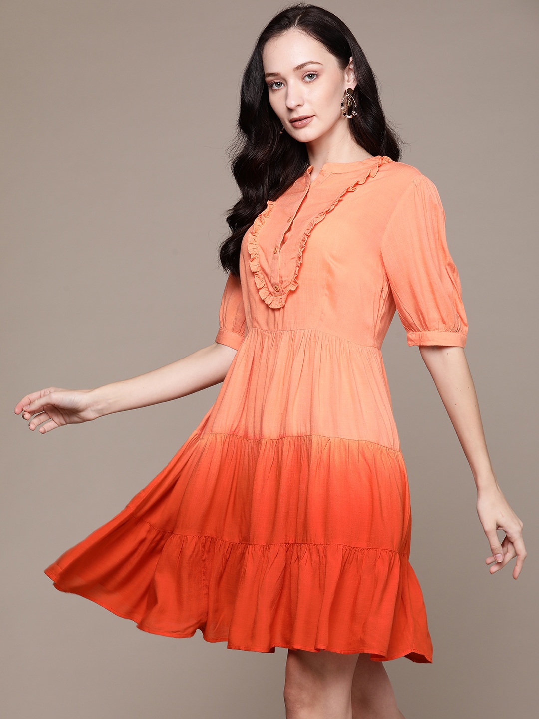 

Label Ritu Kumar Orange Tie and Dye Dyed A-Line Dress