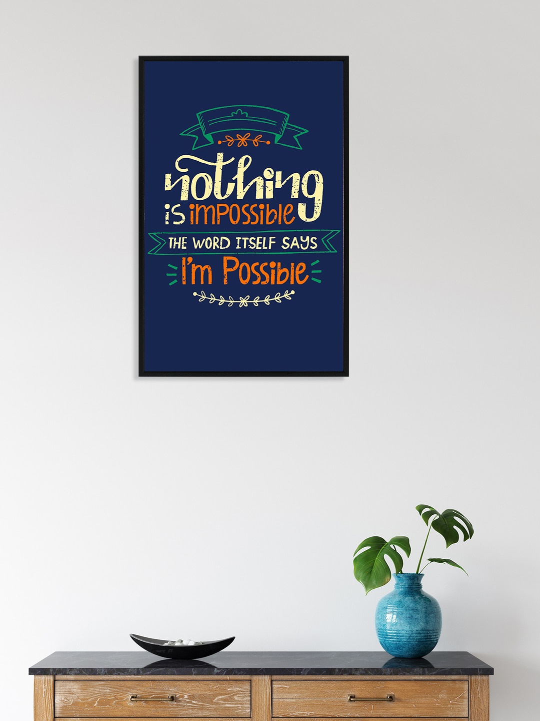 

nest ART Navy Blue & Orange Paper Plane Print Quotes Framed Wall Art