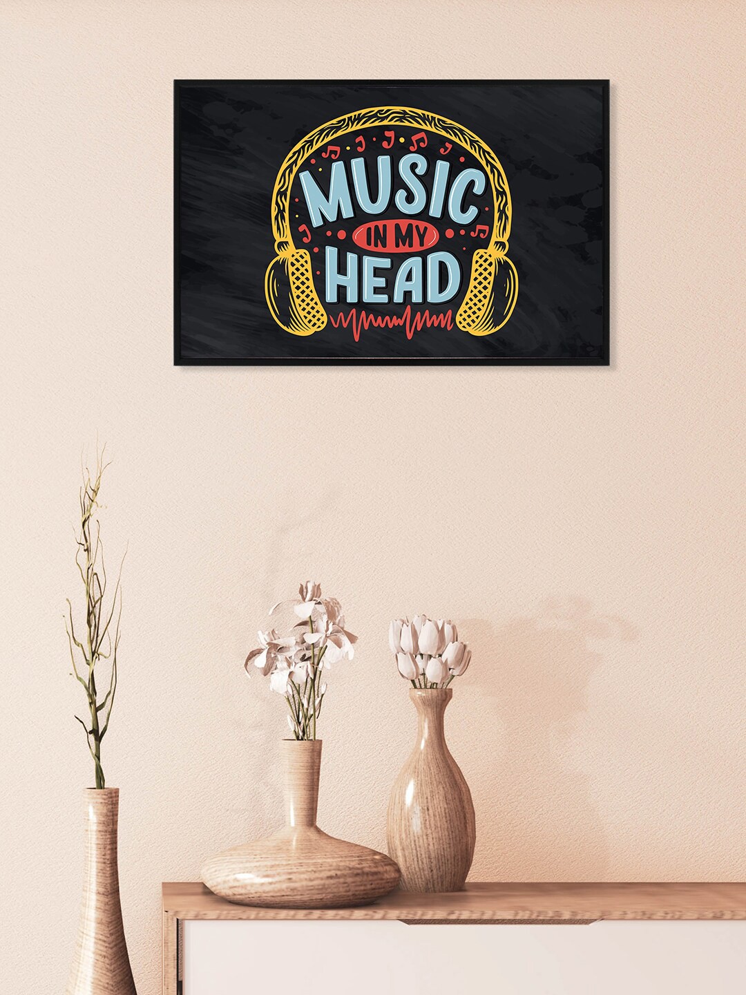 

nest ART Navy Blue & Yellow Motivational Thoughts Printed Framed Wall Art, Black