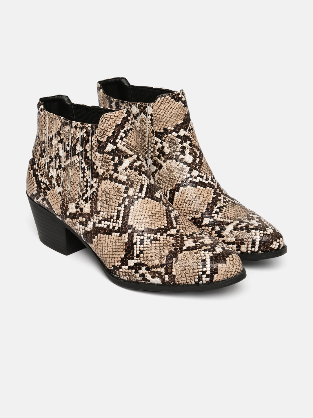 

Skechers Women Tan Brown Christa Animal Print Heeled Boots
