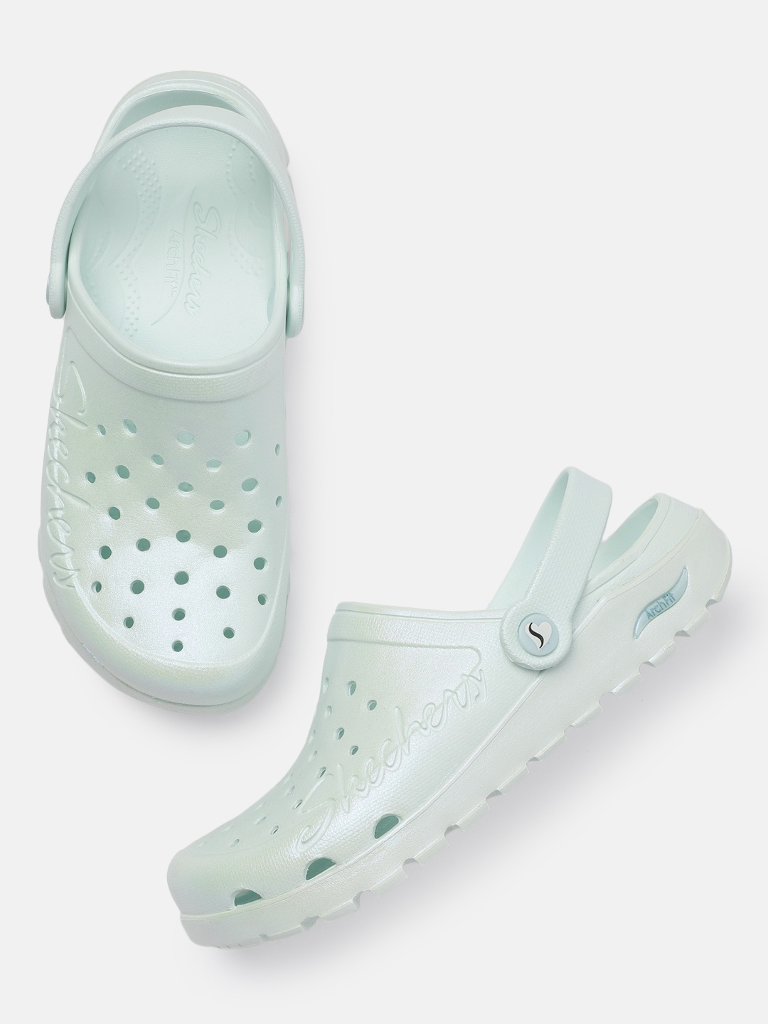 

Skechers Women Sea Green Arch Fit Footsteps - Pixie Dust Clogs