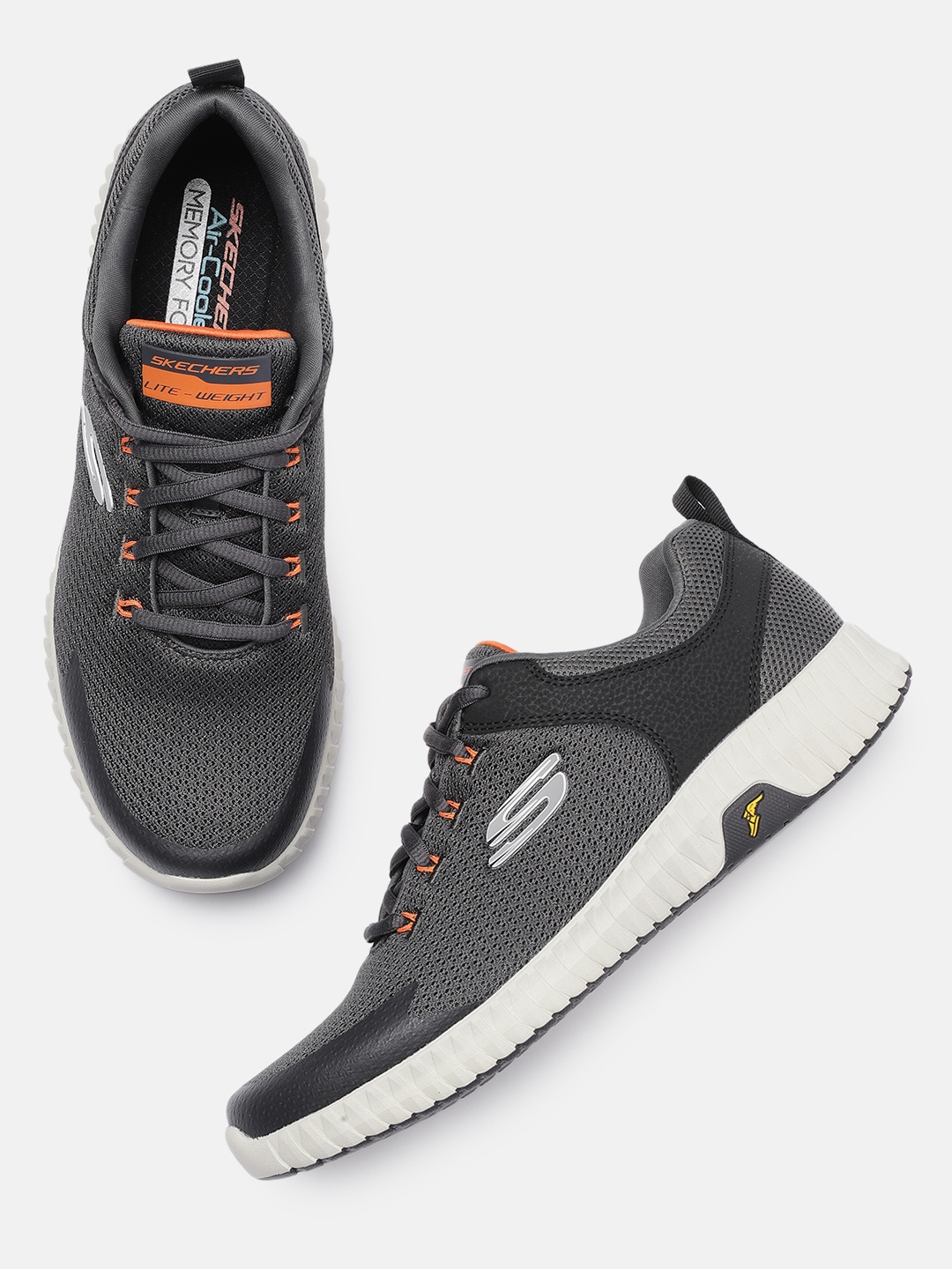 

Skechers Men Grey Elite Flex Prime-Take Over Woven Design Light Weight Sneakers