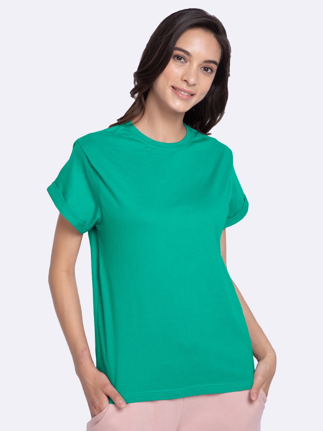 

Bewakoof Women Green Relaxed Fit T-shirt
