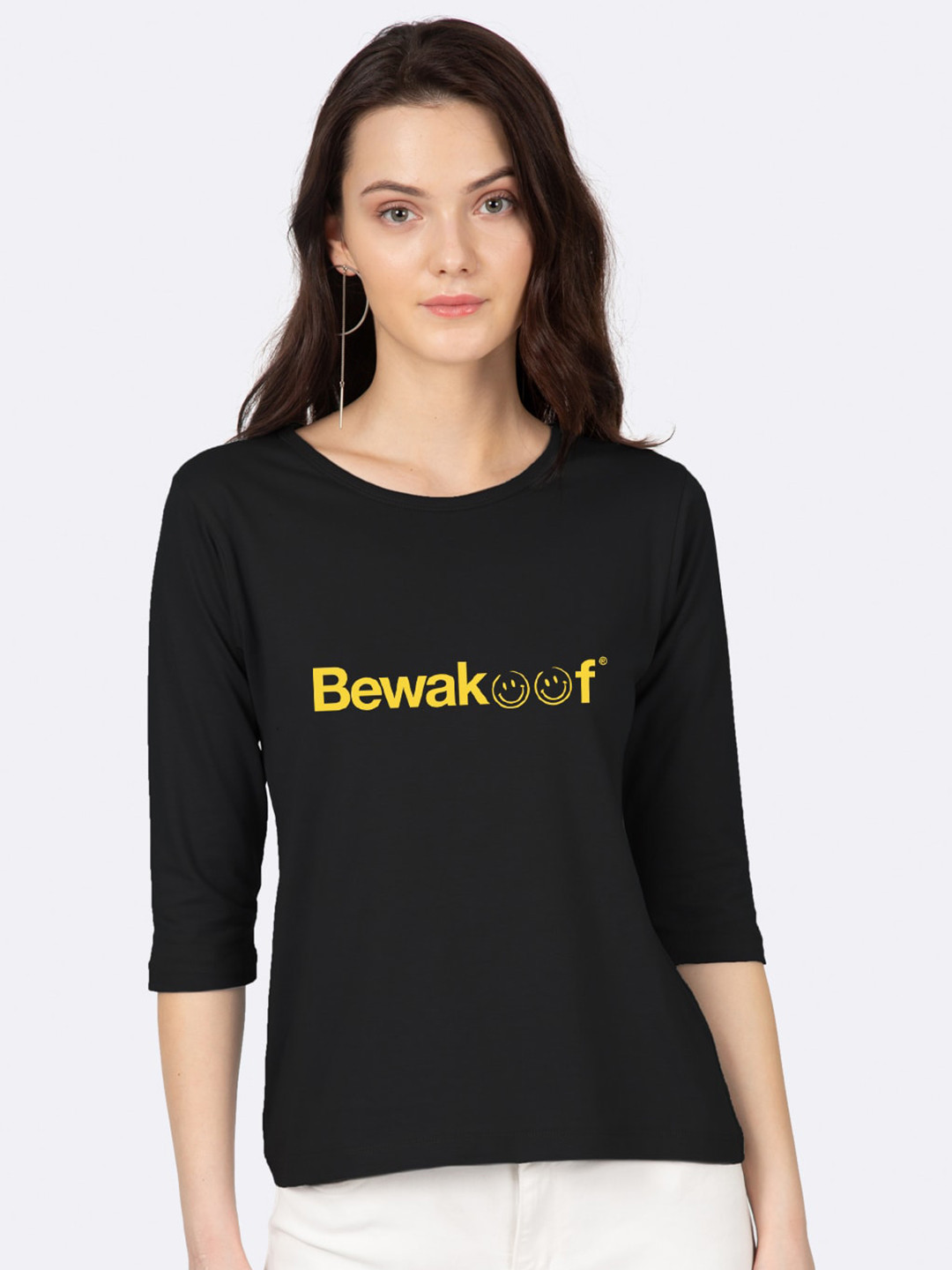 

Bewakoof Women Black Typography Printed T-shirt