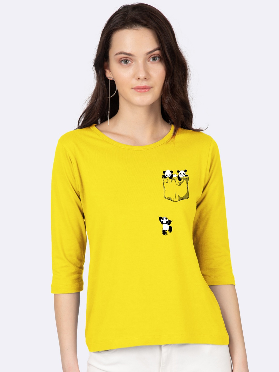 

Bewakoof Women Yellow Graphic Printed Slim Fit T-shirt