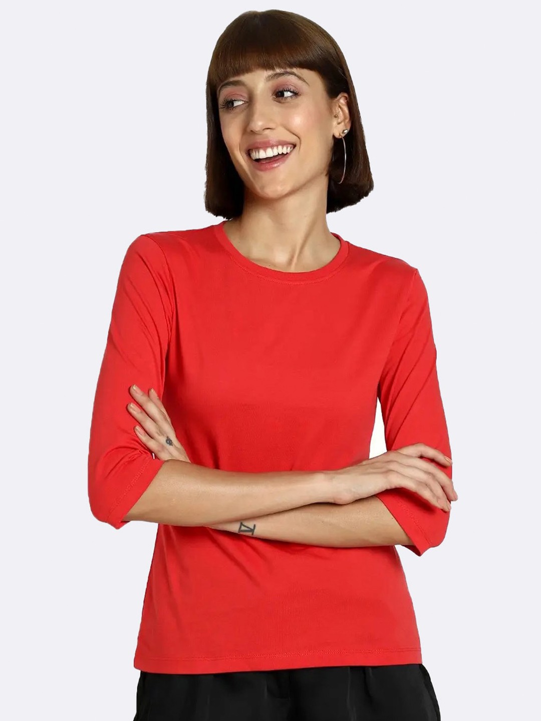 

Bewakoof Women Red Slim Fit T-shirt