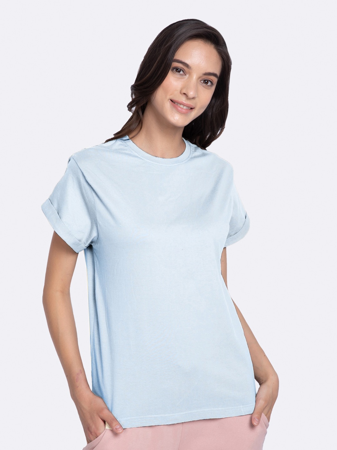 

Bewakoof Women Blue Loose T-shirt