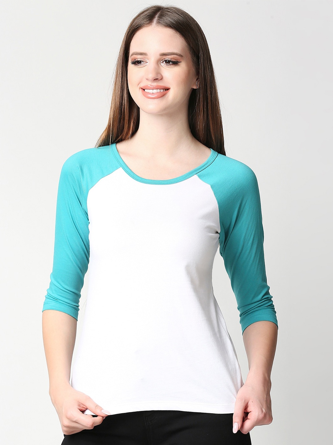 

Bewakoof Women White & Blue Slim Fit T-shirt