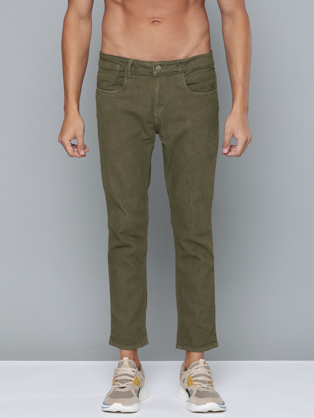 

Kook N Keech Men Olive Green Skinny Fit Stretchable Jeans