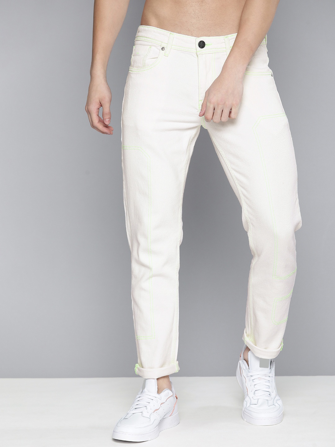 

Kook N Keech Men Off White Stretchable Jeans