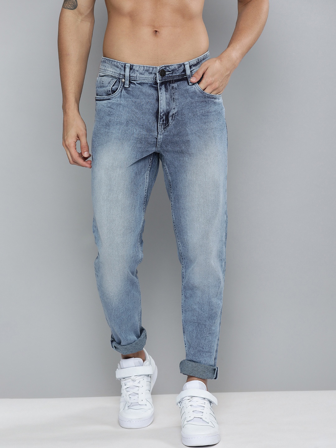 

Kook N Keech Men Blue Regular Fit Mid-Rise Heavy Fade Jeans