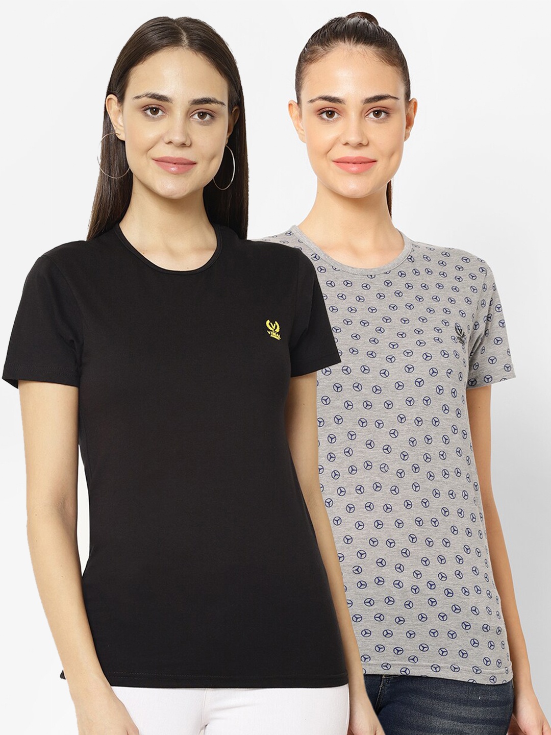 

MACK JONNEY Women Pack Of 2 T-shirts, Black