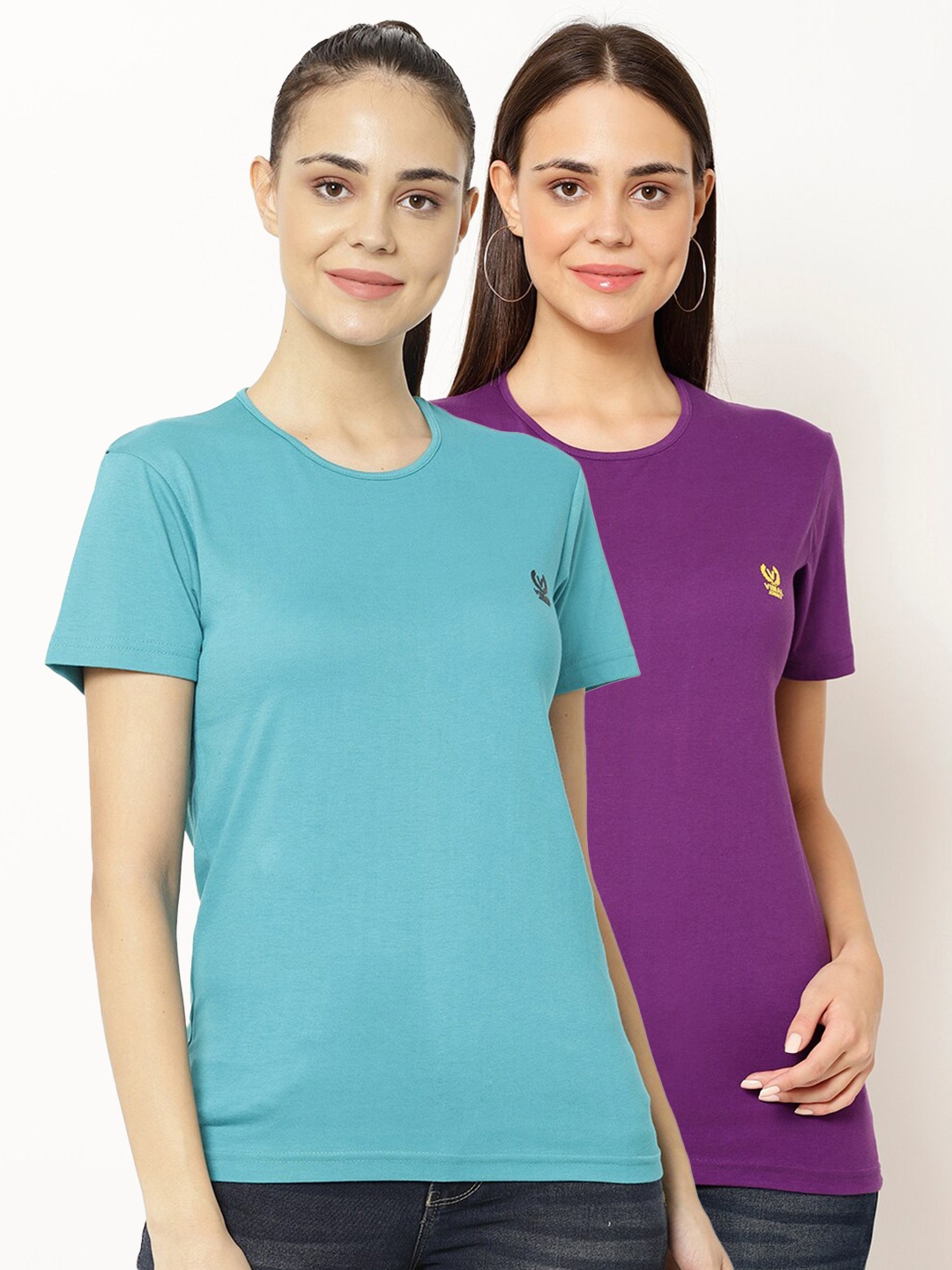 

MACK JONNEY Women Pack Of 2 T-shirts, Turquoise blue