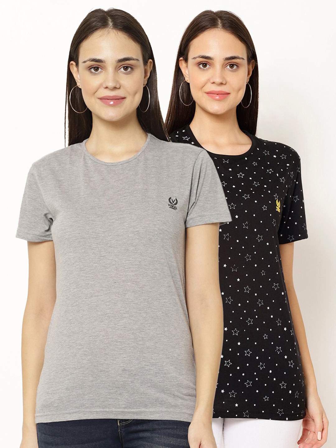 

MACK JONNEY Women Pack Of 2 T-shirts, Grey