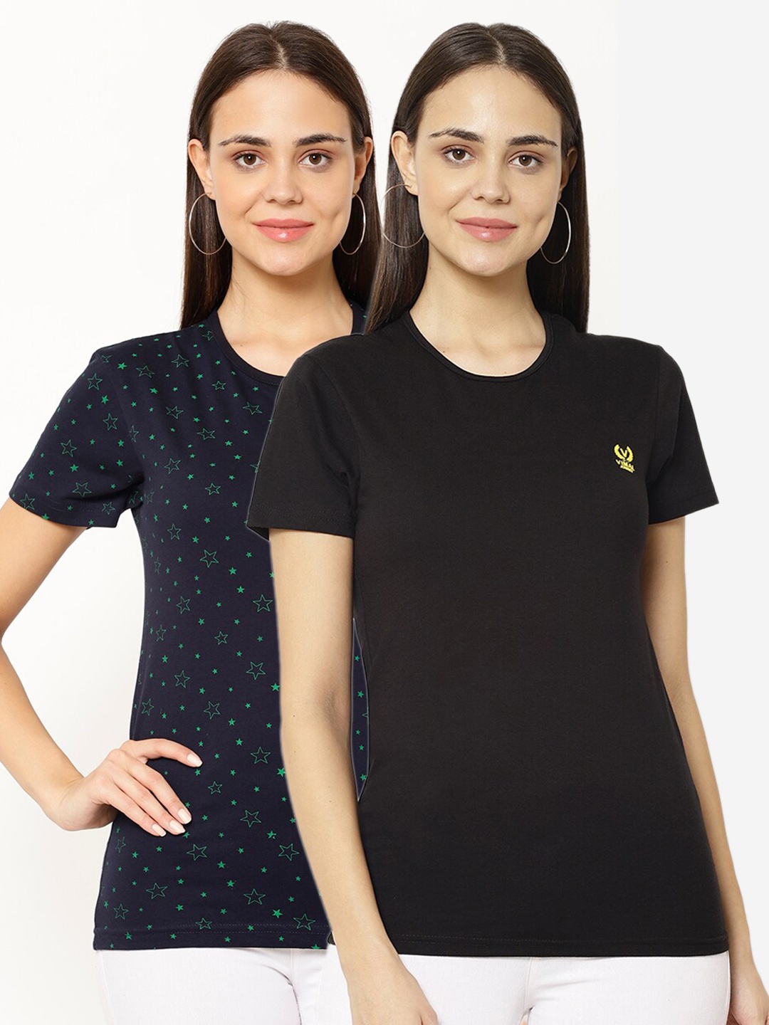 

MACK JONNEY Women Pack Of 2 T-shirts, Black