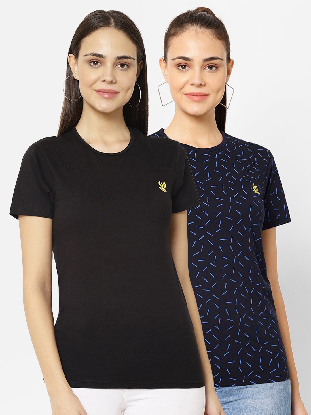 

MACK JONNEY Women Pack Of 2 T-shirts, Black