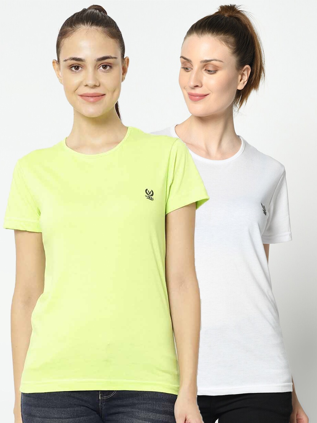 

MACK JONNEY Women Pack Of 2 T-shirts, Lime green