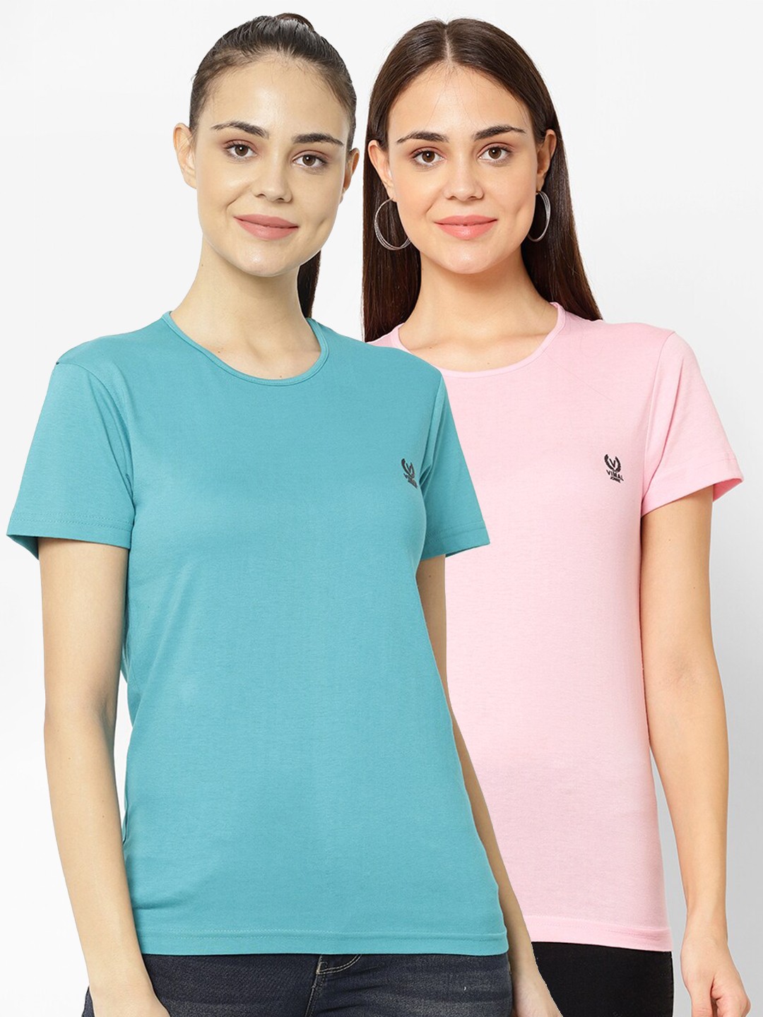 

VIMAL JONNEY Women Pack Of 2 T-shirts, Turquoise blue