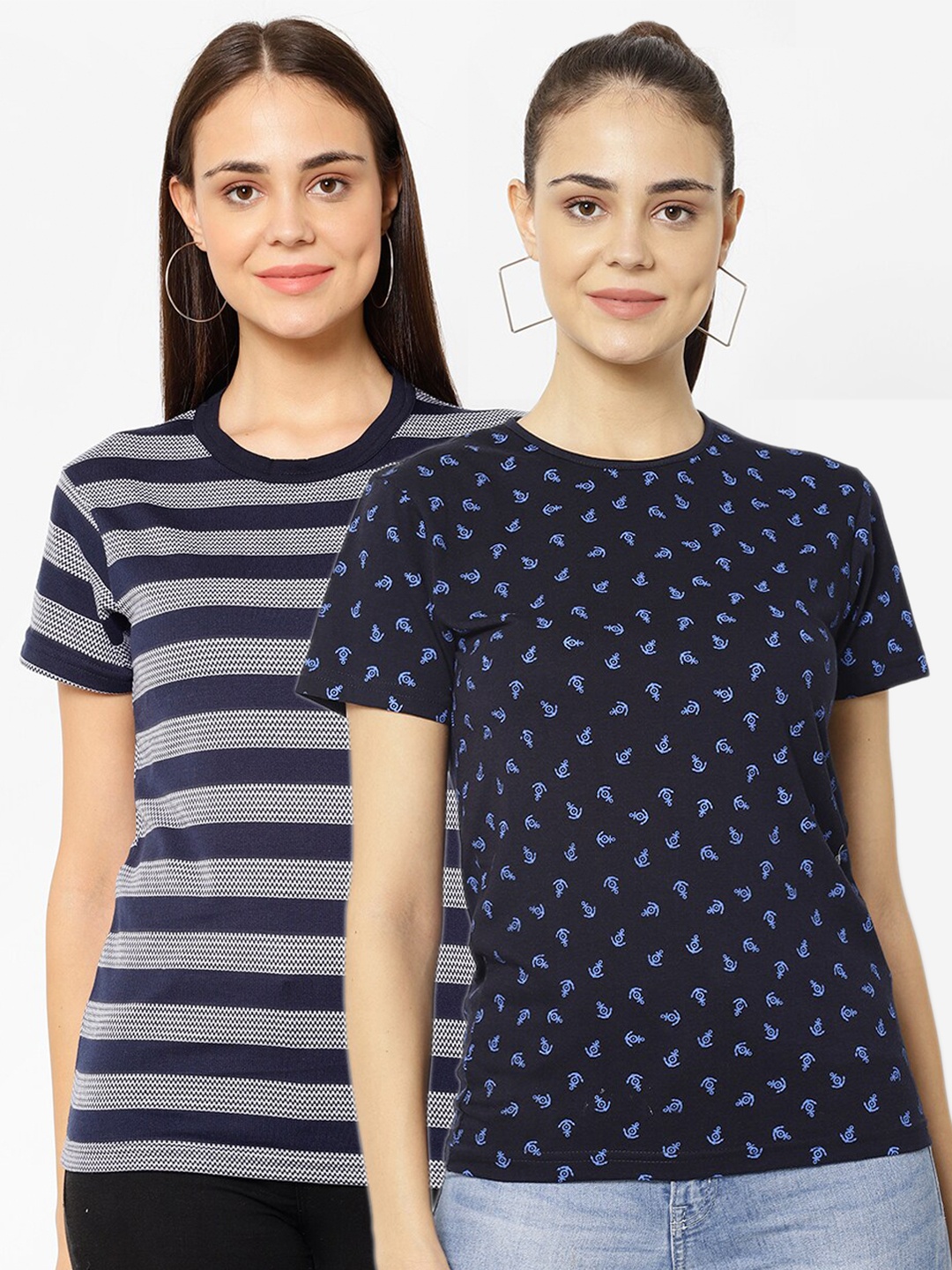 

MACK JONNEY Women Pack Of 2 T-shirts, Navy blue