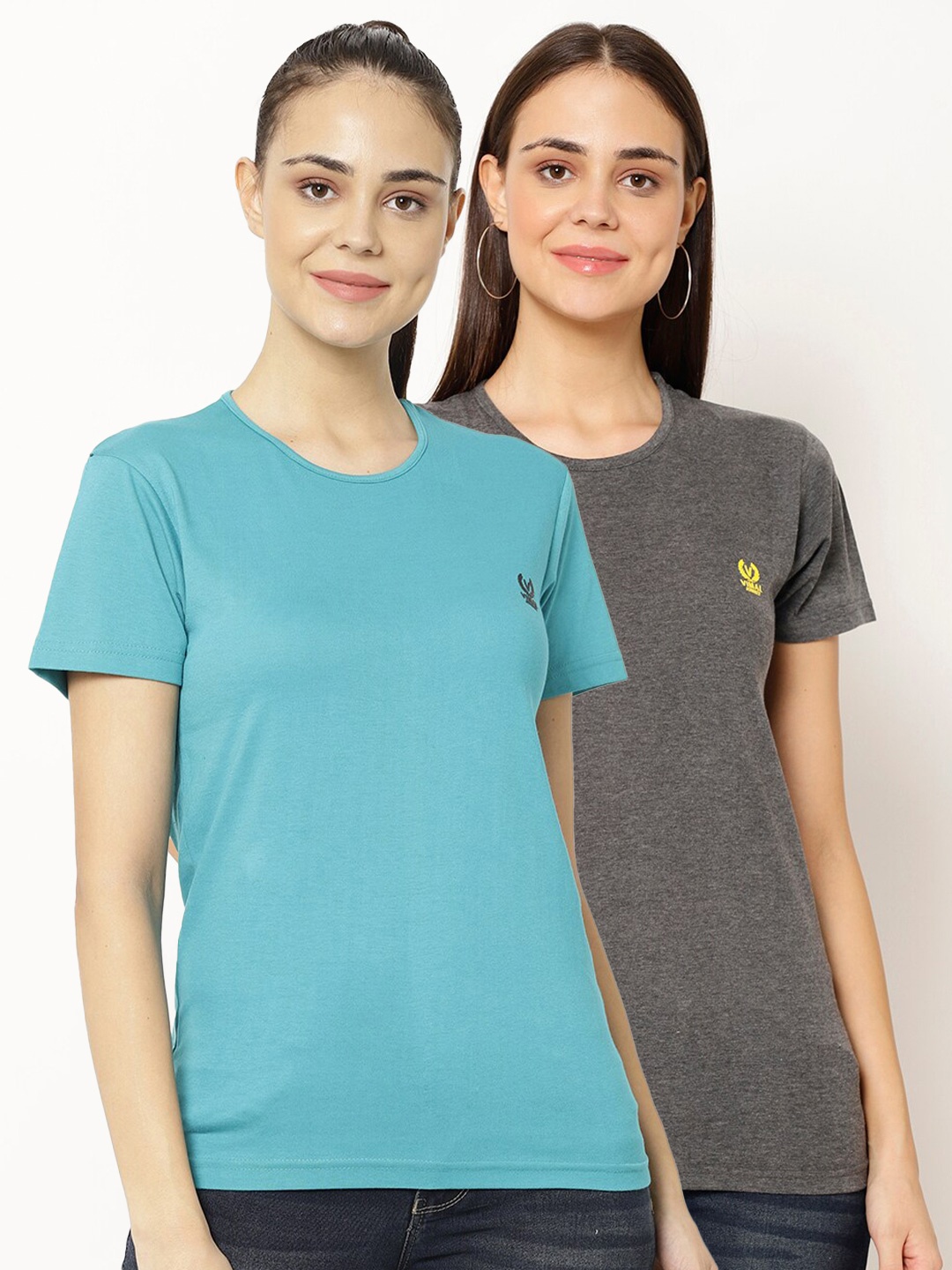 

VIMAL JONNEY Women Pack Of 2 T-shirts, Turquoise blue