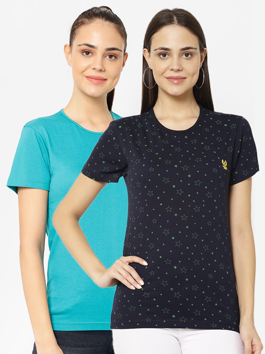 

MACK JONNEY Women Pack Of 2 T-shirts, Navy blue