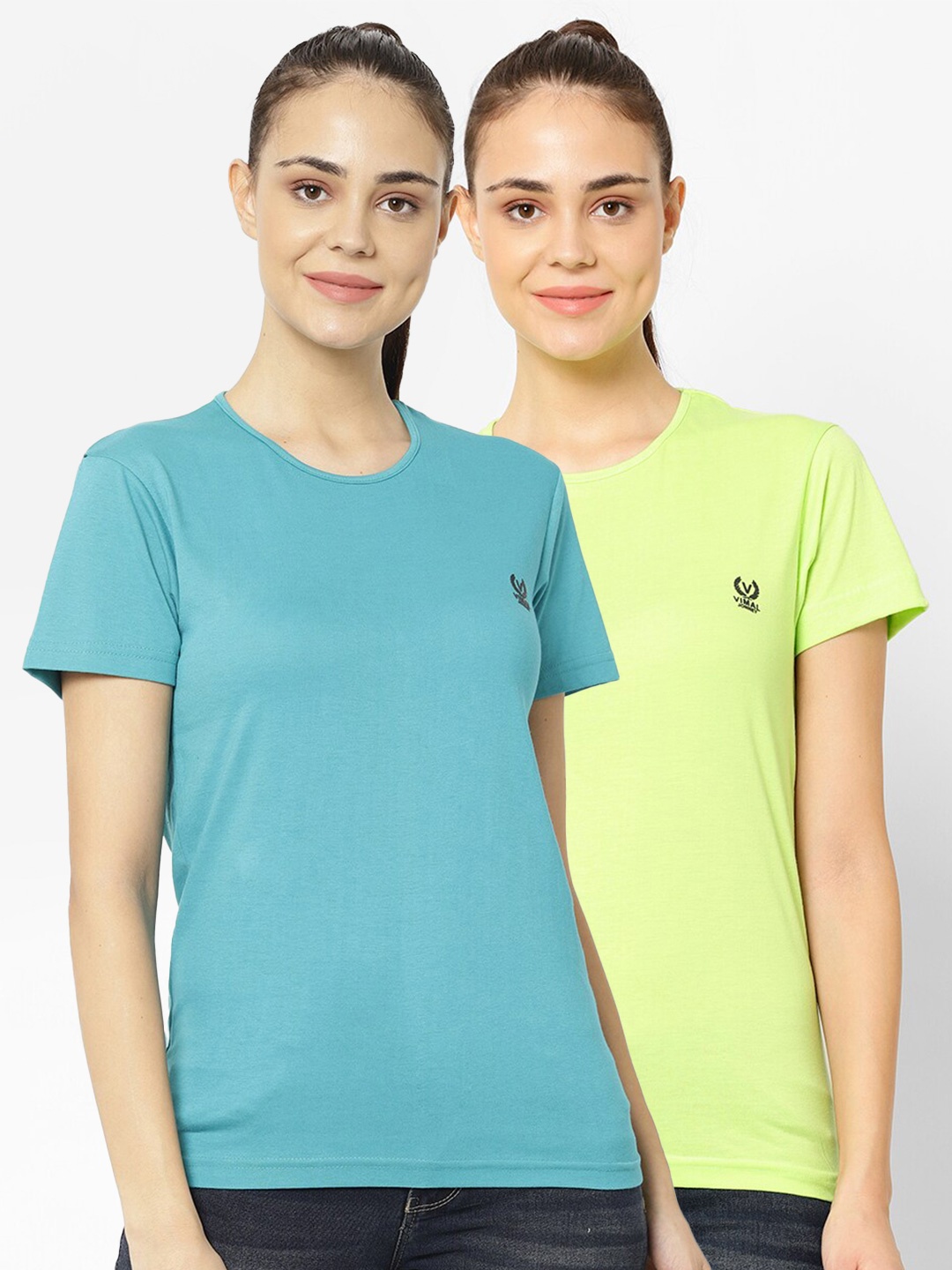 

MACK JONNEY Women Pack Of 2 T-shirts, Turquoise blue