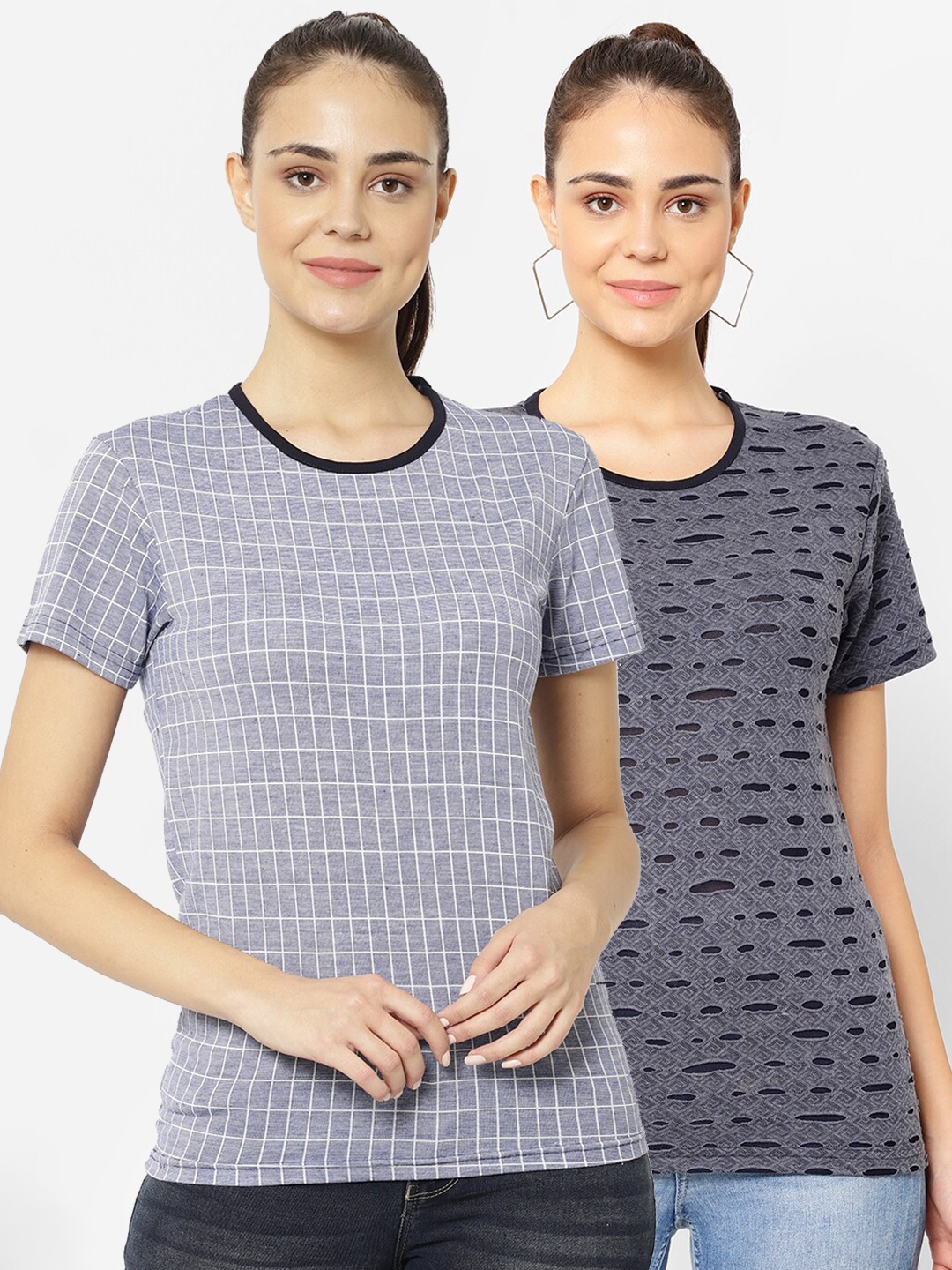 

VIMAL JONNEY Women Pack Of 2 T-shirts, Blue