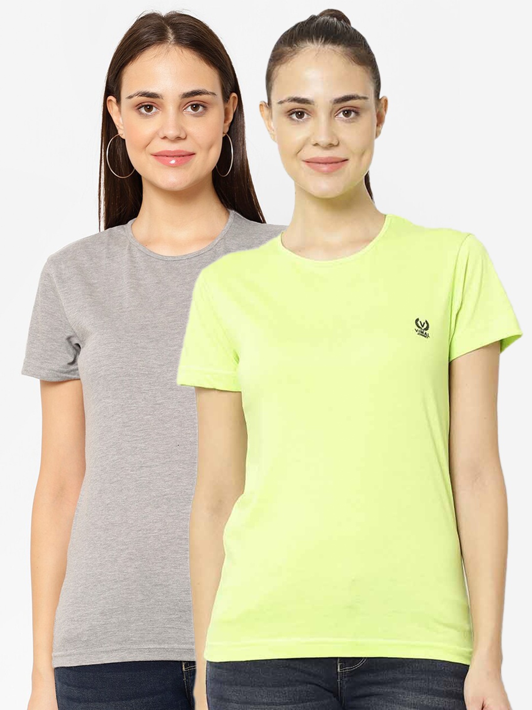 

MACK JONNEY Women Pack Of 2 T-shirts, Lime green