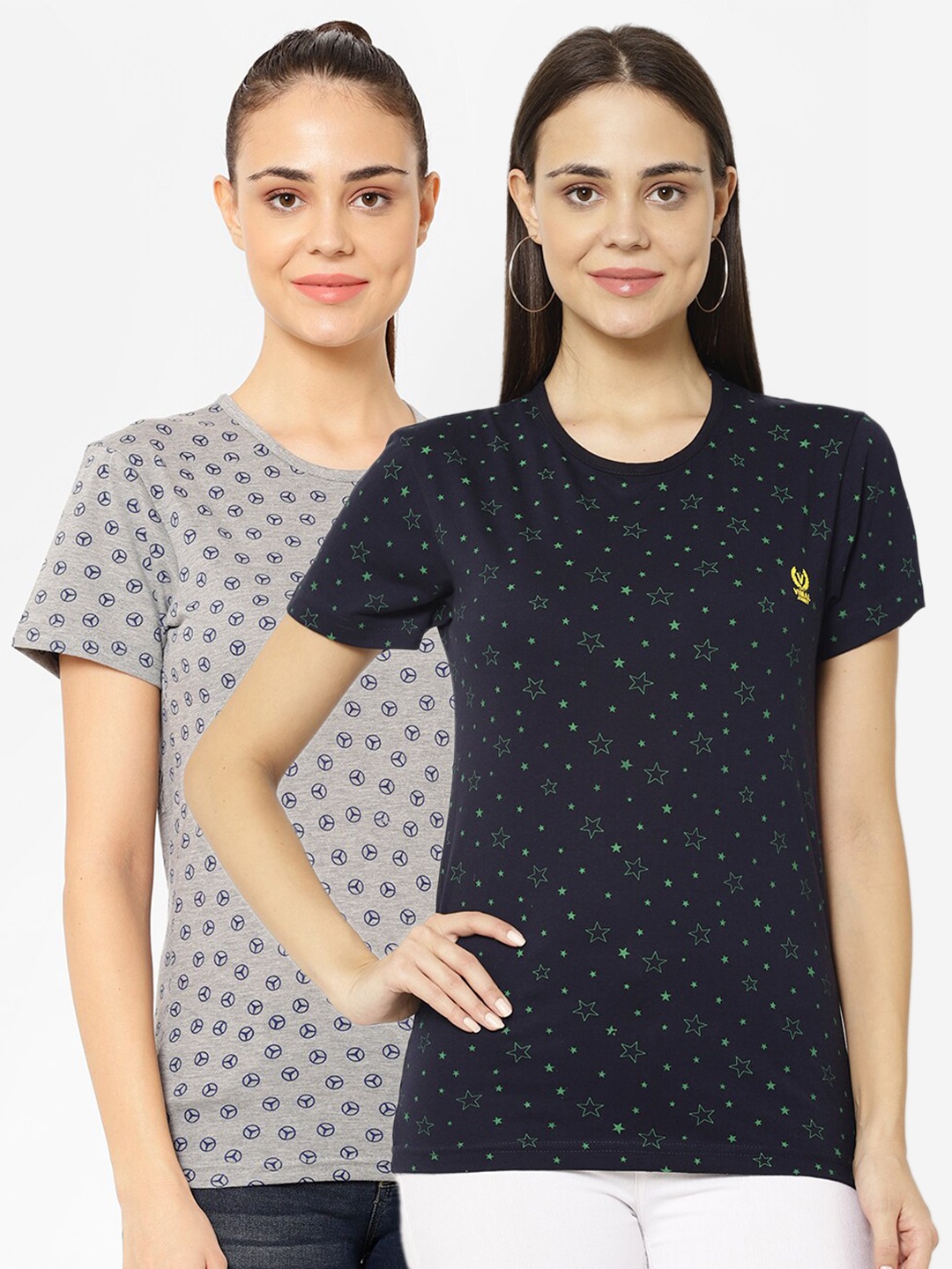 

MACK JONNEY Women Pack Of 2 T-shirts, Navy blue