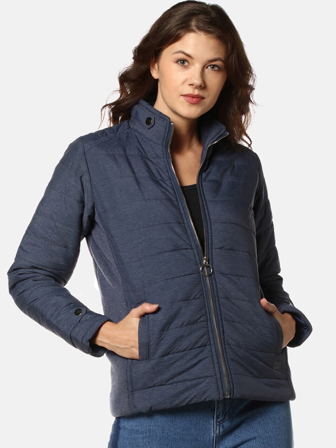 

Campus Sutra Women Blue Windcheater Padded Jacket
