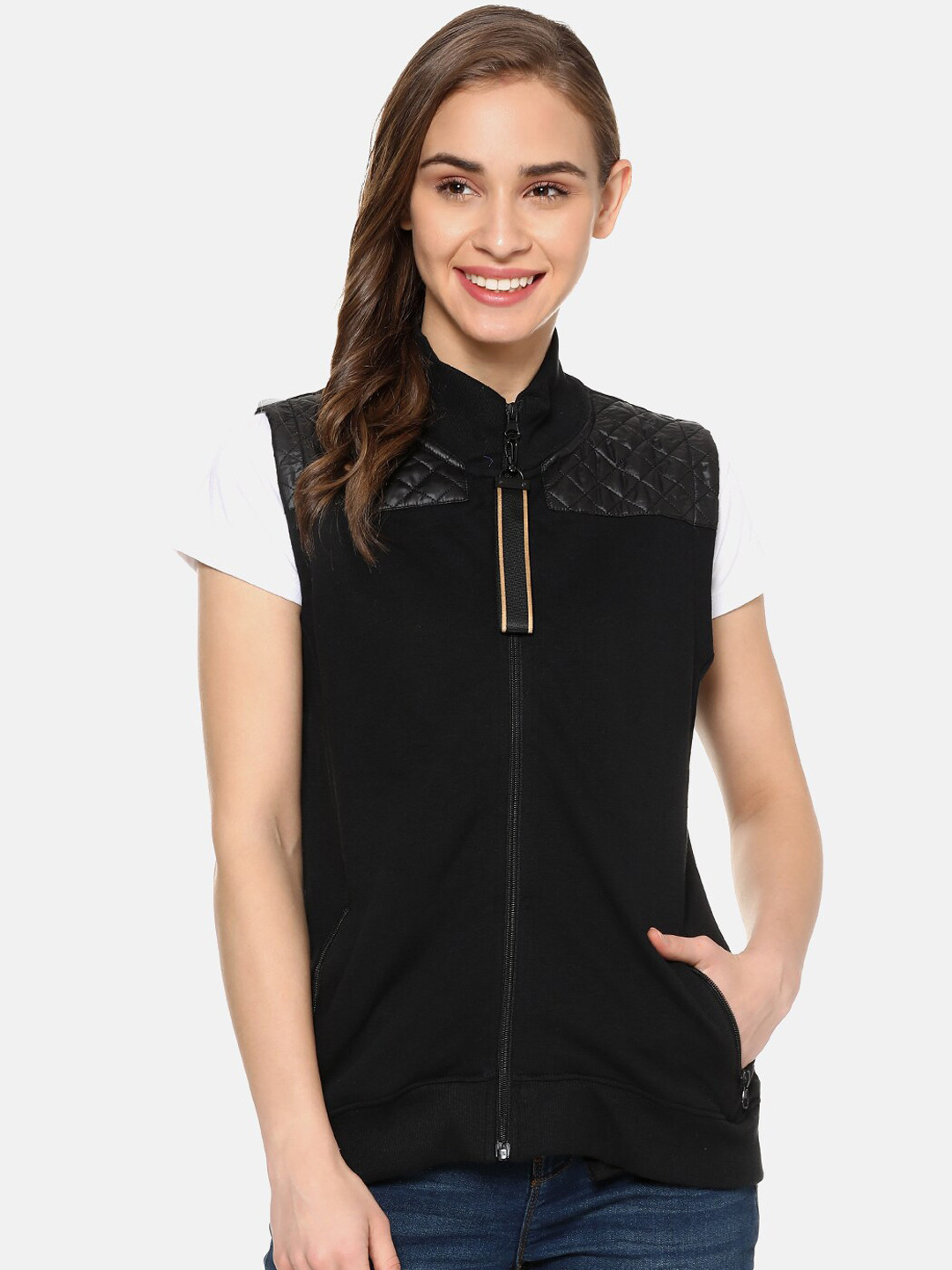 

Campus Sutra Women Black Windcheater Bomber Jacket