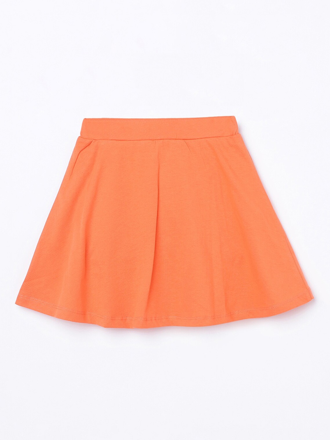 

Fame Forever by Lifestyle Girls Orange Solid Pure Cotton A-Line Skirt