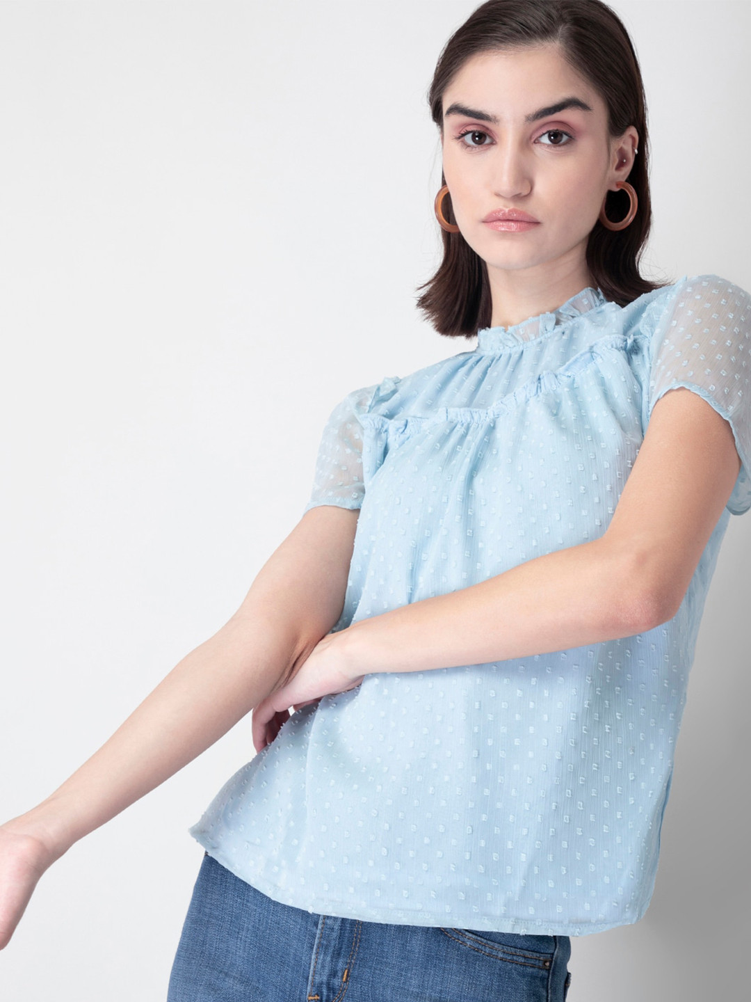 

FabAlley Women Blue Georgette Regular Top